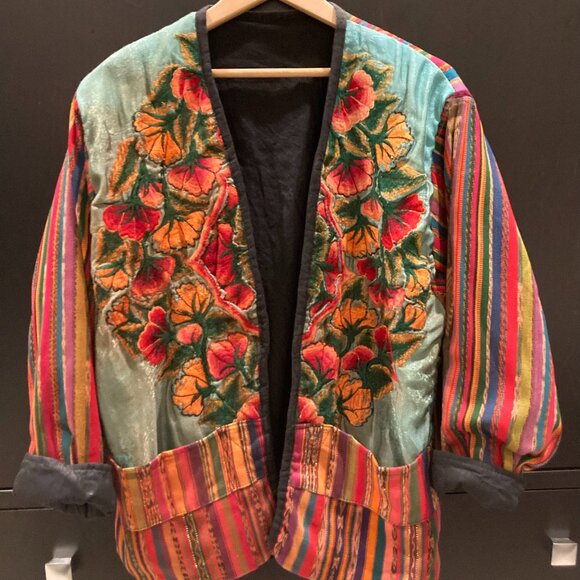 Source Unknown Jackets & Blazers - Jacket with Floral and Stripe Patterns